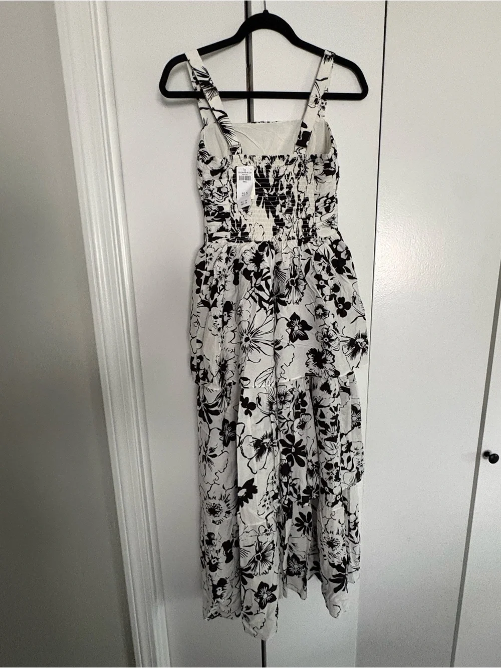Abercrombie and Fitch Tiered Black and White Floral Maxi Dress